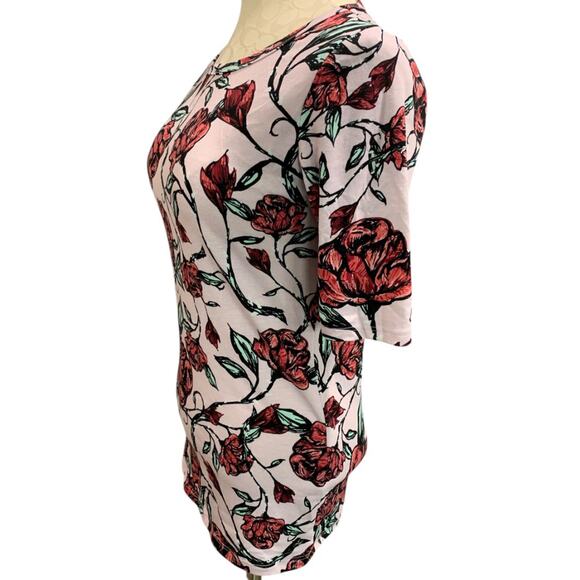 Size Small LulaRoe Womens Rose Print Tshirt Short Sleeve - Picture 3 of 7